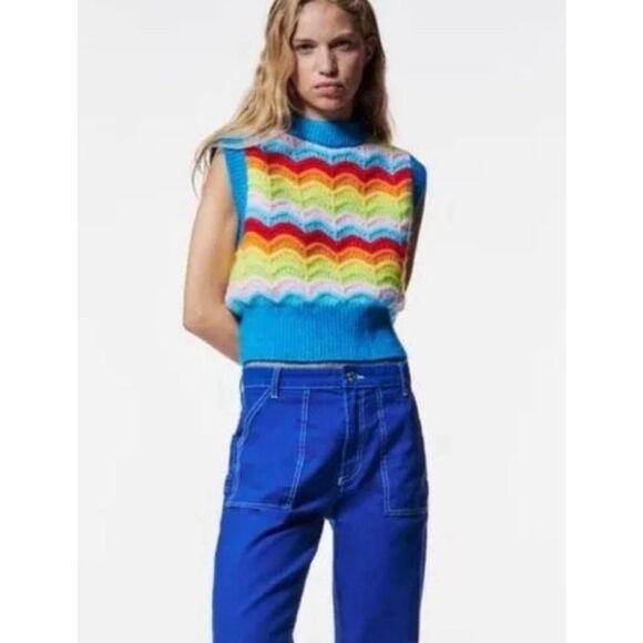 Zara wool/alpaca blend rainbow vest - Picture 1 of 5